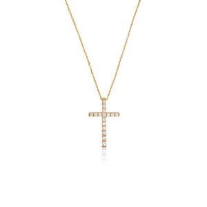 NWT Madonna Cross Necklace // 14k Gold Vermeil + CZ